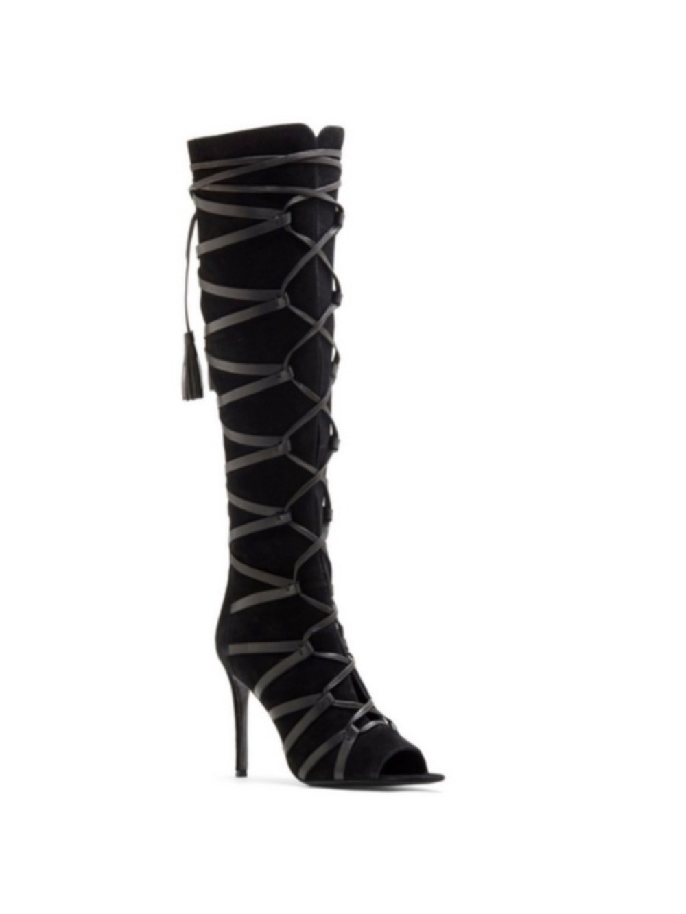VC John Camuto Maddy High Heel Lace-Up Black Suede Boots Renaissance leather - Picture 5 of 16